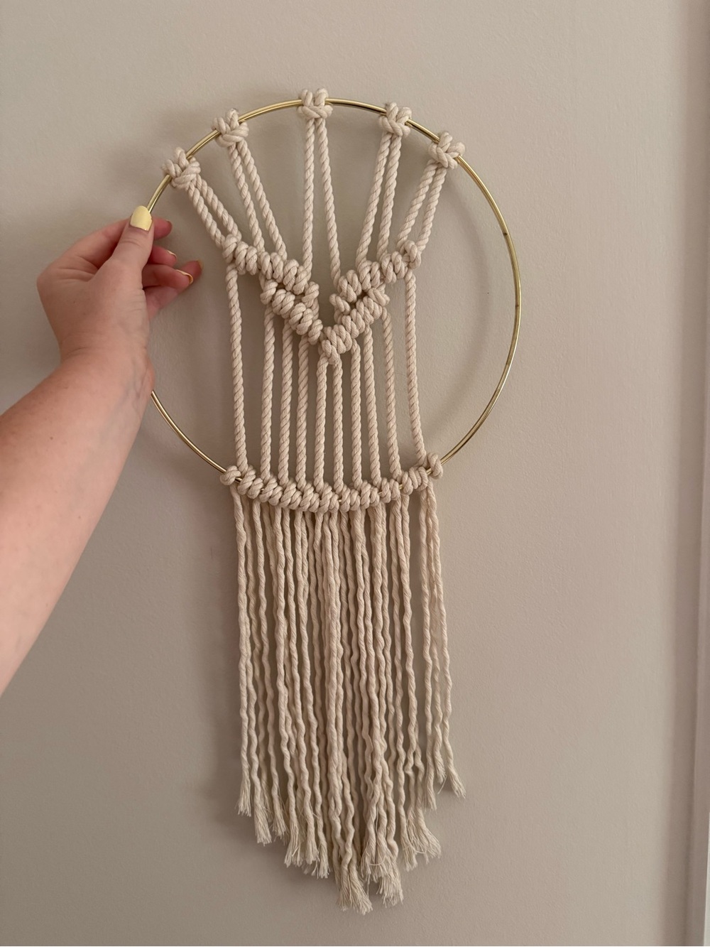 Macrame Gold Hoop Handmade Textile Art